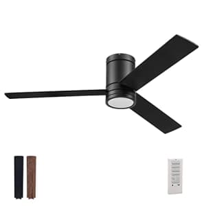 Prominence Home Espy, 52 Inch Flush Mount Contemporary Indoor LED Ceiling Fan with Light, Remote for $116