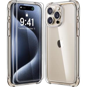 Shockproof Case for iPhone 15 Pro Max with Tempered Glass Screen Protectors for $2.99 w/ Prime