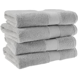 Amazon Aware 100% Organic Cotton Plush Bath Towels - Bath Towels, 4-Pack, Light Gray for $52