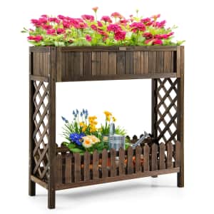 Costway 2-Tier Wood Raised Garden Bed Elevated Planter Box for $70