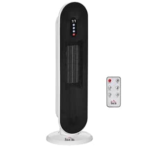 HOMCOM Ceramic Space Heater, Indoor Tower Heater with 45 Degree Oscillation, Remote Control, 24H for $79