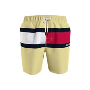 Tommy Hilfiger Men's Big & Tall 7 Logo Swim Trunks with Quick Dry, Summer Yellow, 4X-Large Tall for $48