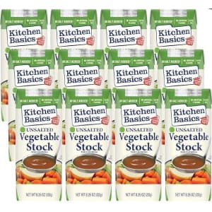 Kitchen Basics Unsalted Vegetable Stock 8.25-oz. Carton 12-Pack. Clip the on-page coupon and checkout via Subscribe & Save to get this price, saving $4.