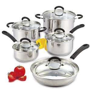 Cook N Home 10-Piece Stainless Steel Cookware Set for $63