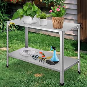 VEVOR Potting Bench, 46" L x 20" W x 32" H, Galvanized Steel Outdoor Workstation with Rubber Feet, for $71