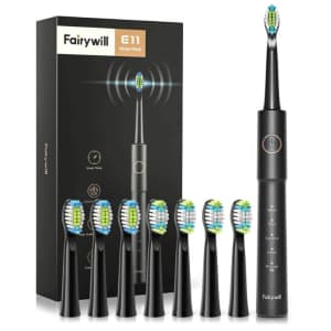 Sonic Electric Toothbrush w/ 8 Brush Heads for $10