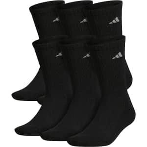 adidas Men's Athletic Cushioned Crew Socks 6-Pack for $13