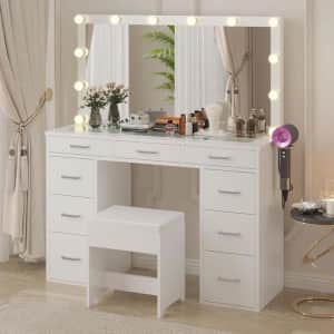 Aicoo 48" Vanity Desk with Mirror and LED Lights for $130 Aicoo 48" Vanity Desk with Mirror and LED Lights for $130