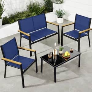 Best Choice Products 4-Piece Outdoor Textilene Patio Conversation Set, Backyard Furniture for $110