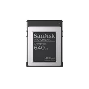 SanDisk 640GB PRO-Cinema CFexpress Type B - Up to 1700MB/s Read Speeds, 8K Video Capture, CFexpress for $300 SanDisk 640GB PRO-Cinema CFexpress Type B - Up to 1700MB/s Read Speeds, 8K Video Capture, CFexpress for $300