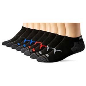 Puma Men's 8 Pack Low Cut Socks, black, 10-13 for $27