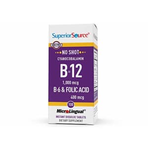 Superior Source No Shot Vitamin B12 Cyanocobalamin (1000 mcg), B6, Folic Acid, Quick Dissolve for $13