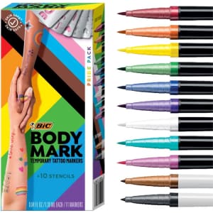 BIC 11-Count Temporary Tattoo Markers w/ 10 Stencils for $24