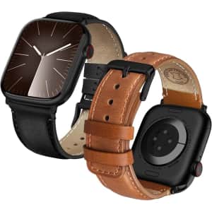 Fullmosa Leather Band for Apple Watch 2-Pack for $10