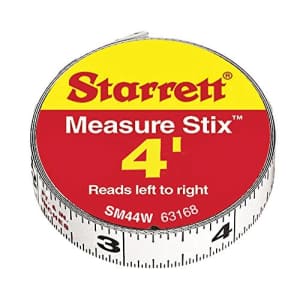 Starrett 63168 SM44W Steel Tape Measure with Adhesive Back, 1/2-Inch x 4' for $13