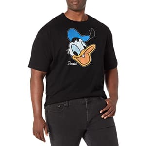 Disney Big & Tall Classic Mickey Donald Big Face Men's Tops Short Sleeve Tee Shirt, Black, XX-Large for $10