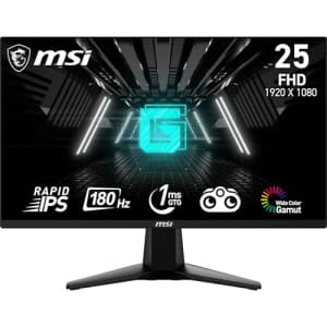 MSI G255F 25-inch 1920 x 1080 (FHD), Rapid IPS, Gaming Monitor 180Hz, Adaptive Sync, 1ms, HDMI, for $105
