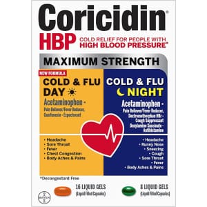 Coricidin HBP Maximum Strength Cold & Flu Day+Night Liquid Gels 24-Pack for $5.40 via Sub. & Save