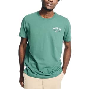 Nautica Men's Sustainably Crafted Yacht Racing Graphic T-Shirt, Bistro Green for $12