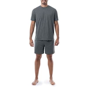 IZOD Men's Poly Cotton Jersey Sleep Shirt and Shorts Pajama Set, Grey Heather for $27