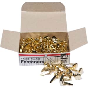 Charles Leonard Brass Plated Fasteners 100-Pack for $2