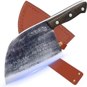 HolaFolks 6.7" Full Tang Serbian Meat Cleaver for $15