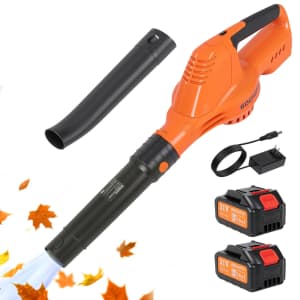 Gochifix 21V Cordless Leaf Blower with 2 Batteries for $28