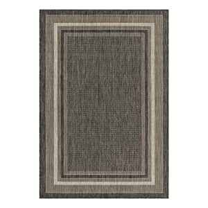 Unique Loom Outdoor Border Collection Casual Solid Border Transitional Indoor and Outdoor Flatweave for $42