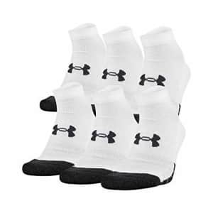 Under Armour Adult Performance Tech Low Cut Socks, Multipairs, White (6-Pairs), Medium for $26