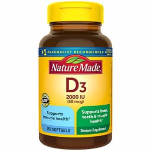 Nature Made Vitamin D3 2000 IU (50 mcg) Softgels, 250 Count Everyday Value Size for Bone Health for $22 Nature Made Vitamin D3 2000 IU (50 mcg) Softgels, 250 Count Everyday Value Size for Bone Health for $22