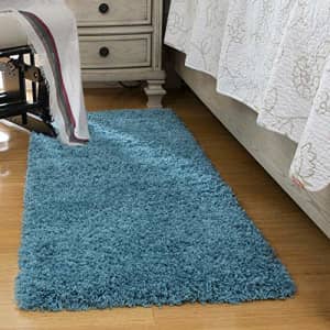 Ottomanson Shag Collection Area Rug, 20" x 59", Turquoise for $32