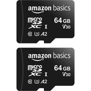 Amazon Basics 64GB microSDXC Memory Card 2-Pack w/ Adapter for $12