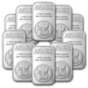 1-oz. Apmex Silver Bar 10-Pack for $340