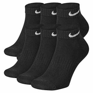 Nike Everyday Cushion Low Training Socks, Unisex Nike Socks, Black/White (6 Pair), L for $36