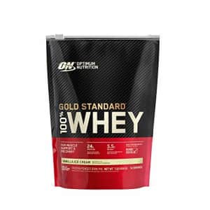 Optimum Nutrition Gold Standard 100% Whey Protein Powder, Vanilla Ice Cream, 1 Pound (Packaging May for $27