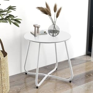 Grand patio E-Coated Steel Side Table, Weather- Resistant Outdoor 18 Round End Table Accent Table for $37