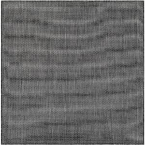 Unique Loom Outdoor Solid Collection Area Rug (5' 3" Square Black/Ivory) for $45 Unique Loom Outdoor Solid Collection Area Rug (5' 3" Square Black/Ivory) for $45