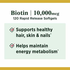 Nature's Bounty Biotin Supplement, Supports Healthy Hair, Skin, and Nails, 10,000 Mcg, 120 Rapid for $16