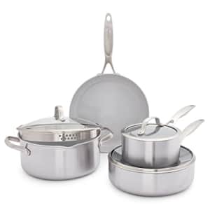 GreenPan Venice Pro Tri-Ply Stainless Steel Healthy Ceramic Nonstick 7 Piece Cookware Pots and Pans for $200