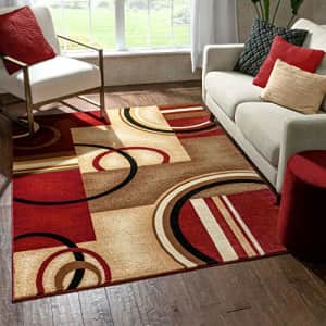 Well Woven Barclay Arcs & Shapes Red Modern Geometric Area Rug 5'3" X 7'3" for $80