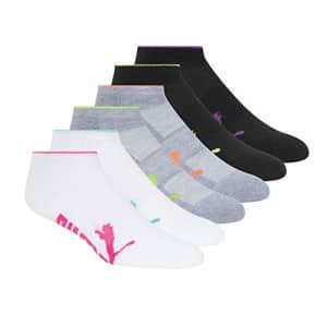 Puma Womens Half Terry Runner Socks 6-Pack, White Multi, 9-11 for $10