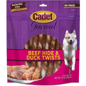 Cadet Gourmet Beef Hide & Duck Twists Dog Treat 50-Count for $6.83 via Sub. & Save