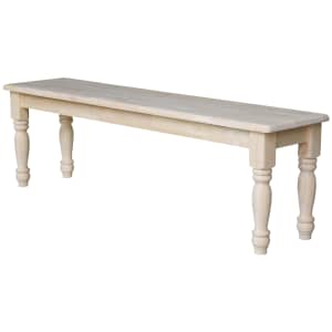 International Concepts Farmhouse 60" Unfinished Solid Hardwood Bench for $159 International Concepts Farmhouse 60" Unfinished Solid Hardwood Bench for $159