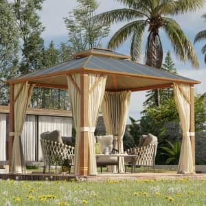 Mellcom 10x12-Foot Hardtop Patio Gazebo with Curtains for $427 Mellcom 10x12-Foot Hardtop Patio Gazebo with Curtains for $427