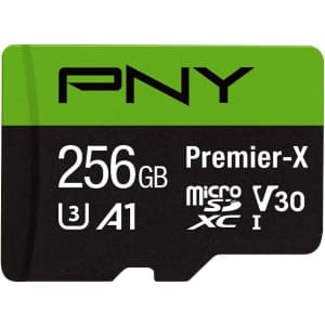 PNY 256GB Premier-X Class 10 U3 V30 microSDXC Flash Memory Card for $20