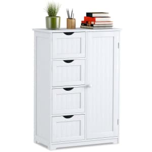 Costway Wooden 4-Drawer Bathroom Cabinet for $95
