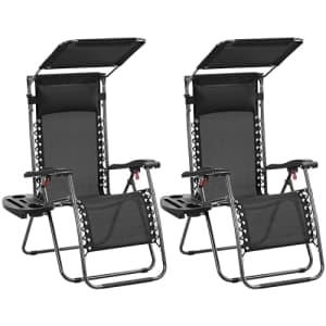 Yaheetech Outdoor Zero Gravity Chair Foldable Recliner Adjustable Patio Lounge w/Canopy Shade, Side for $104