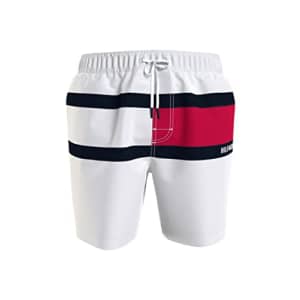 Tommy Hilfiger Men's Big & Tall 7 Logo Swim Trunks with Quick Dry, Bright White, 4X-Large Big for $20