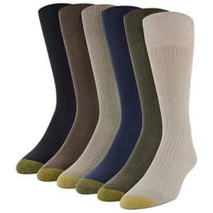 Gold Toe Men's Stanton Crew Socks, 6 Pairs, Khaki Marl Assorted, X-Large for $19