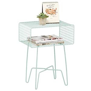mDesign Modern Industrial Side Table with Storage Shelf, 2-Tier Metal Minimal End Table, Metallic for $37 mDesign Modern Industrial Side Table with Storage Shelf, 2-Tier Metal Minimal End Table, Metallic for $37